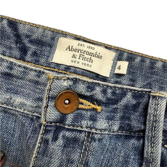 Y2K Vintage Abercrombie Denim Distressed Micro Mini Skirt Size 4 Blue - Picture 5 of 6